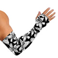 Black And White Lily Pattern Print Sun Protection Arm Sleeves
