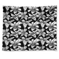 Black And White Lily Pattern Print Tapestry