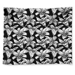 Black And White Lily Pattern Print Tapestry