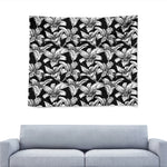 Black And White Lily Pattern Print Tapestry