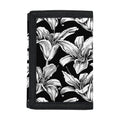 Black And White Lily Pattern Print Trifold Wallet