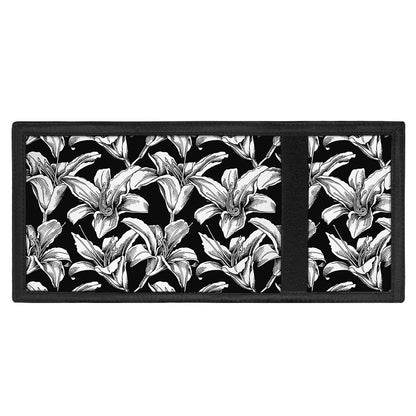 Black And White Lily Pattern Print Trifold Wallet