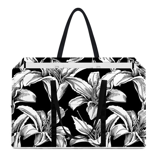 Black And White Lily Pattern Print Utility Tote Bag