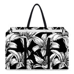 Black And White Lily Pattern Print Utility Tote Bag