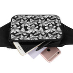 Black And White Lily Pattern Print Waist Bag