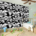 Black And White Lily Pattern Print Wall Sticker