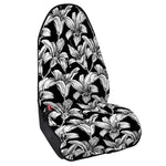 Black And White Lily Pattern Print Waterproof Car Seat Cover