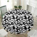 Black And White Lily Pattern Print Waterproof Round Tablecloth