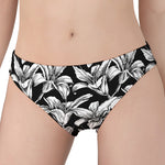 Black And White Lily Pattern Print Women's Panties