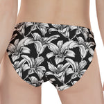 Black And White Lily Pattern Print Women's Panties