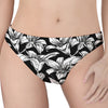 Black And White Lily Pattern Print Women's Thong