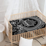 Black And White Lotus Flower Print Baby Crib Sheet
