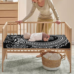 Black And White Lotus Flower Print Baby Crib Sheet