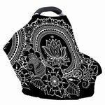 Black And White Lotus Flower Print Baby Seat Cover