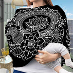 Black And White Lotus Flower Print Baby Seat Cover