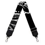 Black And White Lotus Flower Print Bag Strap