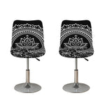 Black And White Lotus Flower Print Bar Stool Covers