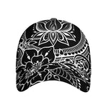 Black And White Lotus Flower Print Baseball Cap
