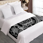 Black And White Lotus Flower Print Bed Runner