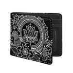 Black And White Lotus Flower Print Bifold Wallet