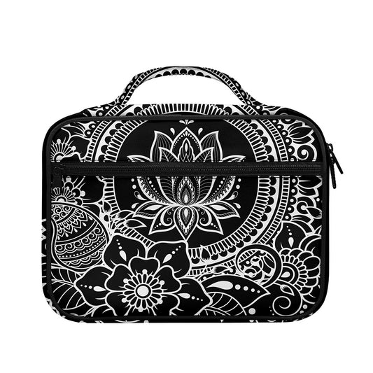 Black And White Lotus Flower Print Briefcase Bible Bag