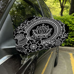 Black And White Lotus Flower Print Car Side Mirror Covers
