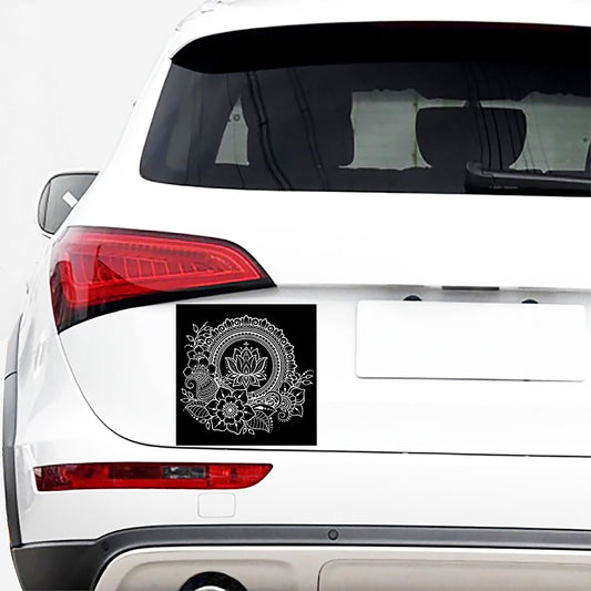 Black And White Lotus Flower Print Car Sticker