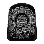 Black And White Lotus Flower Print Casual Backpack