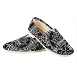 Black And White Lotus Flower Print Casual Shoes