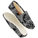 Black And White Lotus Flower Print Casual Shoes