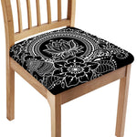 Black And White Lotus Flower Print Chair Cushion Cover