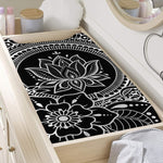 Black And White Lotus Flower Print Changing Pad Cover