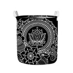 Black And White Lotus Flower Print Collapsible Laundry Basket