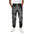Black And White Lotus Flower Print Cotton Sweatpants
