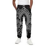 Black And White Lotus Flower Print Cotton Pants