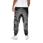 Black And White Lotus Flower Print Cotton Pants