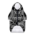 Black And White Lotus Flower Print Dog Zip Up Hoodie