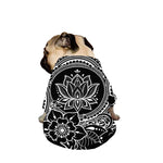 Black And White Lotus Flower Print Dog Zip Up Jacket
