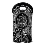 Black And White Lotus Flower Print Double Neoprene Wine Tote