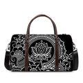 Black And White Lotus Flower Print Duffel Bag