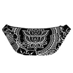 Black And White Lotus Flower Print Fanny Pack