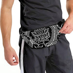 Black And White Lotus Flower Print Fanny Pack