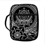 Black And White Lotus Flower Print Front Pocket Bible Bag
