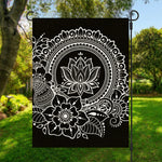 Black And White Lotus Flower Print Garden Flag