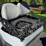 Black And White Lotus Flower Print Golf Cart Seat Cover