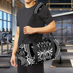 Black And White Lotus Flower Print Gym Bag