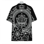 Black And White Lotus Flower Print Hawaiian Shirt