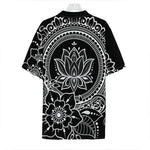 Black And White Lotus Flower Print Hawaiian Shirt