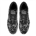Black And White Lotus Flower Print High Top Leather Sneakers
