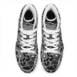 Black And White Lotus Flower Print High Top Leather Sneakers